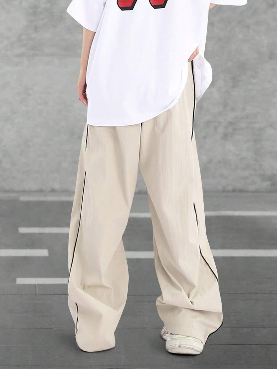 ZAFUL Mens Baggy Pants Y2K Contrast Piping Drawstring Sweatpants Fashion Unisex Oversized Cargo Pants for Men with Pockets - Image 4