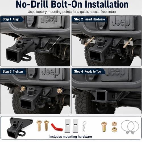 2-Inch Class 3 Trailer Hitch for Jeep Gladiator JT 2020-2025, 5000 lb Heavy Duty Towing Receiver with Bolt-On Installation by LZXQYMX - Used condition - Image 7