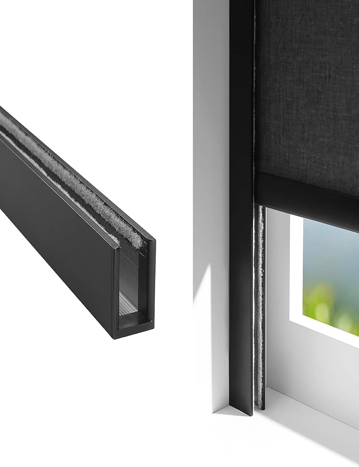 JvFbjLF Suitable For Gaps In The Side Rails Of Blinds: U-shaped Light-blocking Strip(Color1,35cm/13.7'')