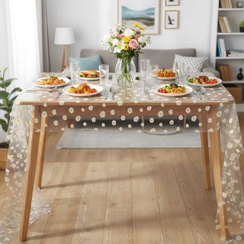 Breling 3 Pack 10ft Daisy Tulle Table Runner 120 Inch Seasonal Flower Sheer Gauze Daisy Table Runner Kitchen Dining Holiday Wedding Birthday Baby Shower Home Party Decor(Beige) by Breling - Image 5