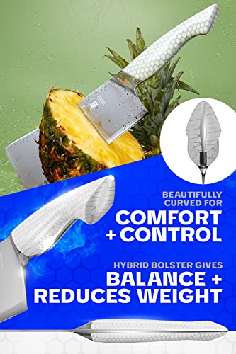 Dalstrong Cleaver Knife - 7 Inch - Frost Fire Series - High Chromium 10Cr15Mov Stainless Steel - Frosted Sandblast Finish - White Honeycomb Handle - Leather Sheath - Nsf Certified #TOP4