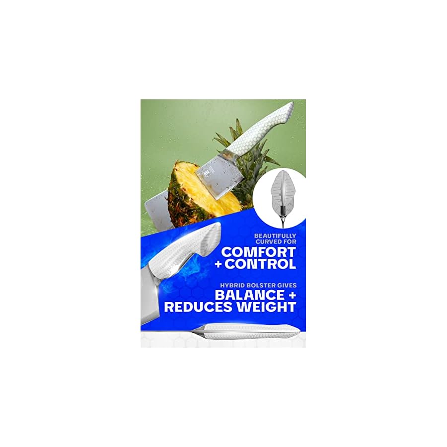 Dalstrong Meat Cleaver Knife - 7 inch - Frost Fire Series - High Chromium Steel - Giftable Frosted Sandblast Finish - White Honeycomb Handle - Heavy Duty - Leather Sheath - NSF Certified