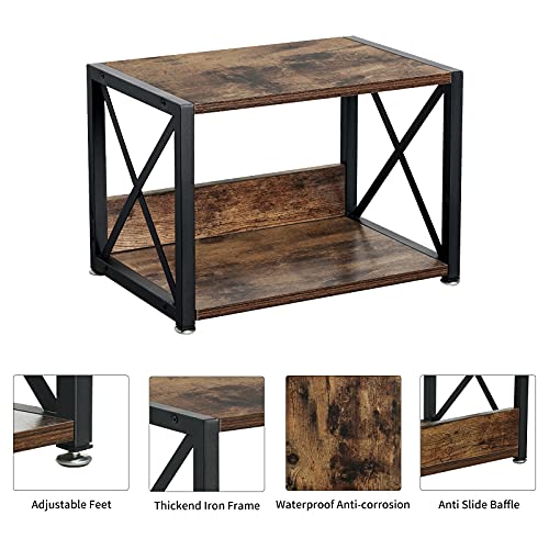 Giikin Desktop Printer Stand With 2 Tier Wood Storage Shelves, Multi-Purpose Desk Organizer For Fax Machine, Scanner, Files, Books, Rustic Brown Printer Shelf With Adjustable Anti-Skid Feet (Brown) #TOP5