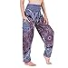 Lofbaz Yoga Boho Pantalones para Mujer Harem Hippie Ropa Pijamas Salón Joggers Ropa India Bohemia Danza Verano Playa Dardos Florales Azul Marino S