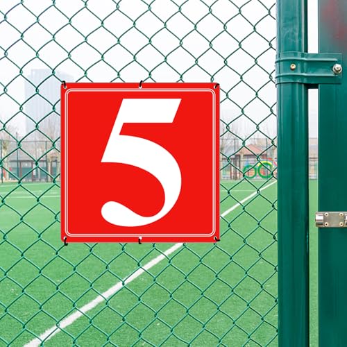 Image of Premium Aluminum Number Signs 5, Metal 12 inch X 12 inch Red Numbered Signs Outdoor for Parking Lots, Floor, Dock, Court, Aisle, Field, High Visibility, No Fade, Weather-resistant