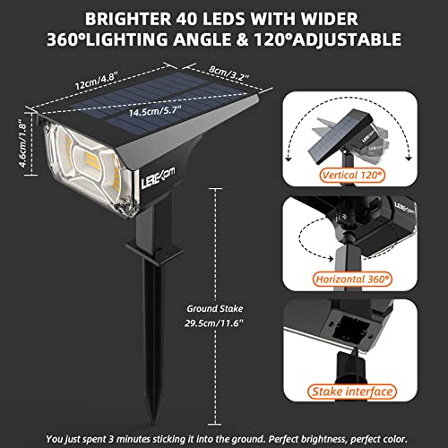 Lerekam Solar Spot Lights Outdoor Landscape Lights, 40 Leds Solar Landscape Spotlights Outdoor Waterproof Auto On/Off Solar Garden Lights, Outdoor Solar Lights For Yard Palm Trees Driveway Patio Pool #TOP5