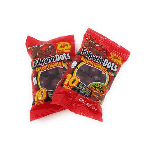 DE LA ROSA Pulparindots Dulce de Tamarindo Extra Picante 12 Sobres 360 gr. | Coated Tamarind Candy Extra Hot 12 Packets 12.8 oz. - Thumbnail 2