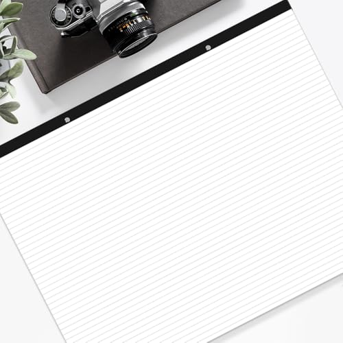 Bloco de notas pautado grande (2 unidades) - Bloco de notas forrado de 56 x 43 cm, 100 folhas/200 pá