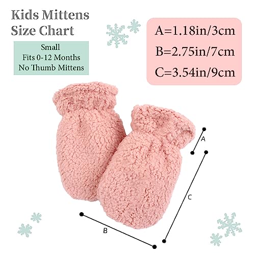 Zsedrut 3 Pairs Kids Winter Glove Fleece Lined Baby Girl Mittens Warm Toddler Boys Gloves (White+Gray+Pink, S) - Thumbnail 7