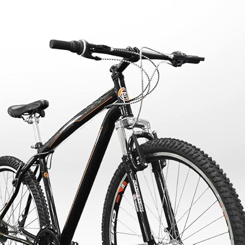 Bicicleta Aro 29 Black Preta e Laranja Aço 21v MTB Aero V-Brake, Track Bikes