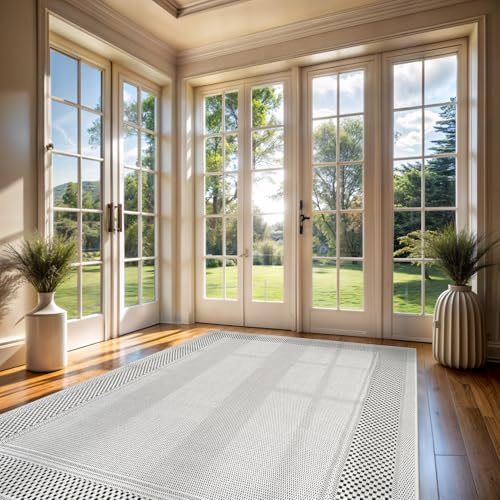 CAMILSON Easy Jute Rug 8x10, Indoor Outdoor Off-White Color Fiber