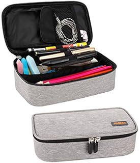 Pencil Case, RAGZAN Large Capacity Pen Case Bag Pouch Holder Stationery Desk Organizer with Zipper for School & Office Supplies(Grey)