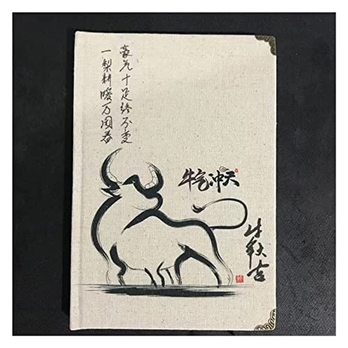 日記帳 ノート クリエイティブチャイニーズスタイルレトロリネンカバーノートブック水墨画ロータスフラワーシックハンドブックスケジュール オフィス用品(L)