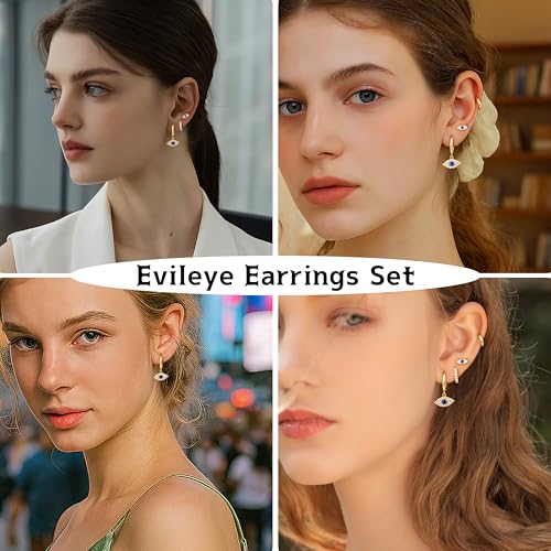 Image of Small Gold Huggie Hoop Earrings Set for Women Men Hypoallergenic 14K Plated Stack Cartilage Earrings, Sterling Silver Multiple Piercing Lightweight Mini Thin Cute Dainty Trendy Jewelry Gifts for Women