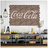 Retro Planet.com Coca-Cola Decor, Script Logo Faux Brick Oversized Wall Mural, Peel and Stick Vinyl