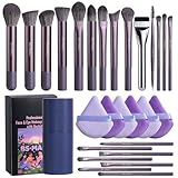 BS-MALL Makeup Brushes Set Total 28 Pcs –with 9 Big Makeup Brush & 1 Face Mask Brush Premium 6 Triangle Puff & Foundation Brush for Flawless Makeup Application Travel Case