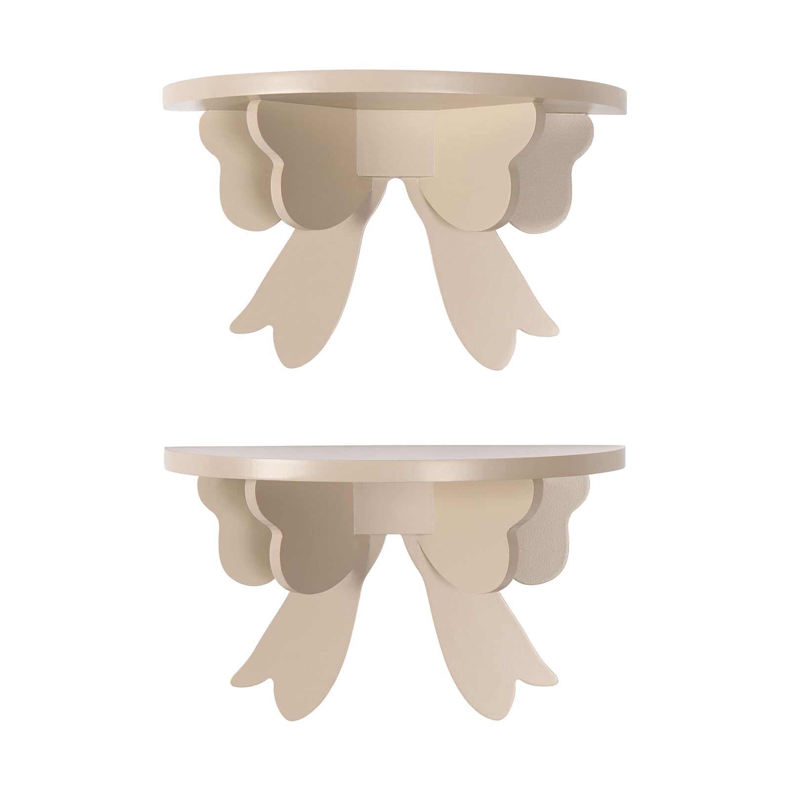 OHS Bow Wall Shelves, 2 Pack Mounted Floating Shelves for Wall Decorative Display Shelves Storage Organiser Shelving Unit for Walls Bookcase Living Room Bathroom or Bedroom, Natural
