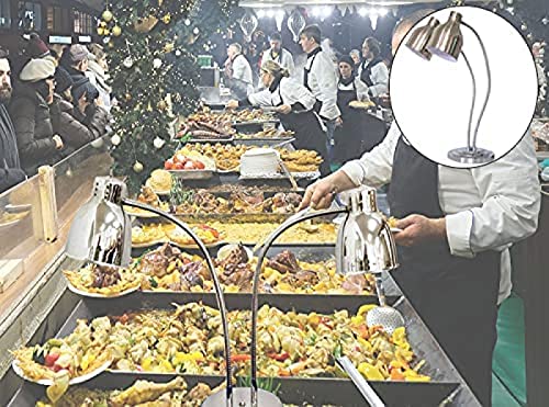 Scaldabivimenti alimentari commerciali per i buffet di feste - Doppia testa multi-direzionale lampada di calore alimentare freestanding, ideale per la pizza, bistecca, pollo fritto - Ristoratore