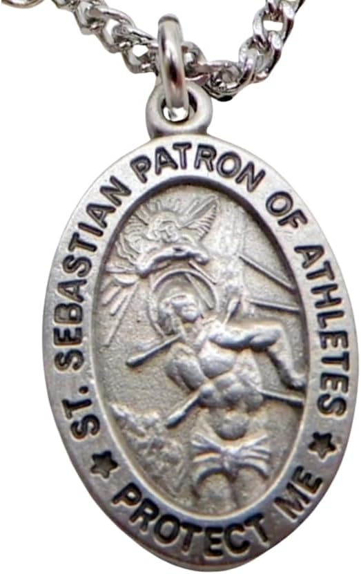 Westmon Works Hockey Pewter Medal Necklace with St Sebastian Stainless Steel Chain Boxed Set with Prayer Card Saint Expressions Premium Jewelry for Athletes - Image 7