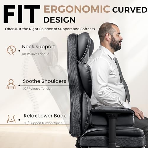 Big and Tall Office Chair - Heavy Duty 400 LBS Executive Chair with Lumbar Support & Foot Rest, High Back Ergonomic Desk Chair, Padded Wide Seat Gaming Chair, Adjustable Armrests, Black