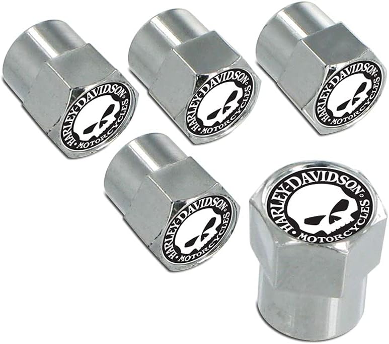 Harley-Davidson Chrome Valve Cap Covers with Willy G Skull (Pack of 5)
