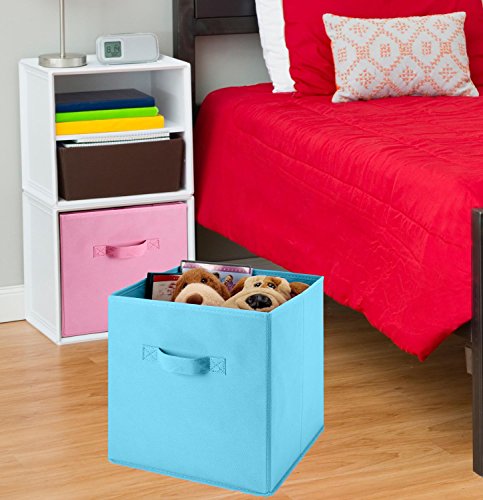 Foldable Cube Storage Bins - 6 Pack - These Decorative Fabric Storage Cubes Are Collapsible And Great Organizer For Shelf, Closet Or Underbed. Convenient For Clothes Or Kids Toy Storage (Light Blue) #TOP3
