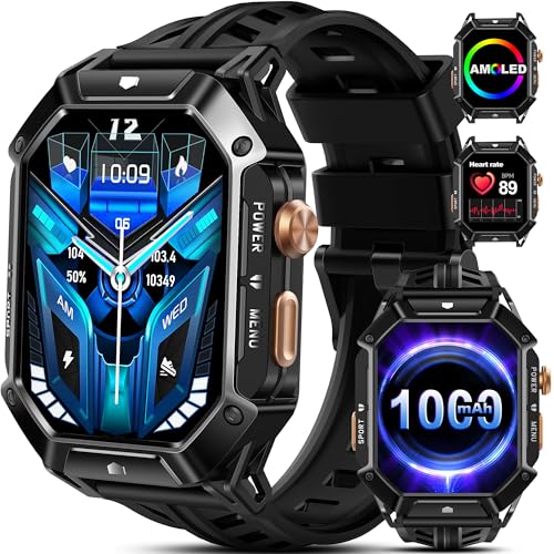 Bambooinn X1 Smartwatch Herren, 1000 mAh 30 Tage Akkulaufzeit, 2,13 Zoll AMOLED Always-On Display, 5ATM Militär mit Telefonfunktion Schlafüberwachung SpO2 Kompass Luftdruck, 103+ Sportmodi Bambooinn X1 Smartwatch Herren, 1000 mAh 30 Tage Akkulaufzeit, 2,13 Zoll AMOLED Always-On Display, 5ATM Militär mit Telefonfunktion Schlafüberwachung SpO2 Kompass Luftdruck, 103+ Sportmodi