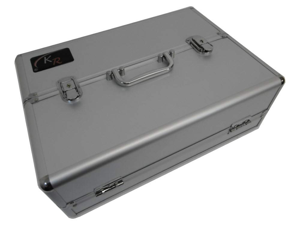 KR Estuche para figuras de aluminio con doble tapa y bandeja de múltiples dimensiones: para 84 pinturas Vallejo, Army Painter o Master Series