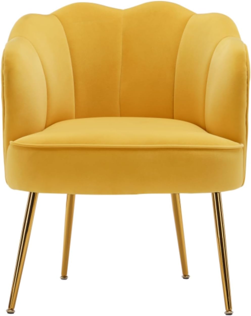 Velvet Accent Chair Modern Armchair with Metal Legs Cozy and Soft Upholstered Living Room Chair Accent Chair for Living Room Bedroom (Yellow)