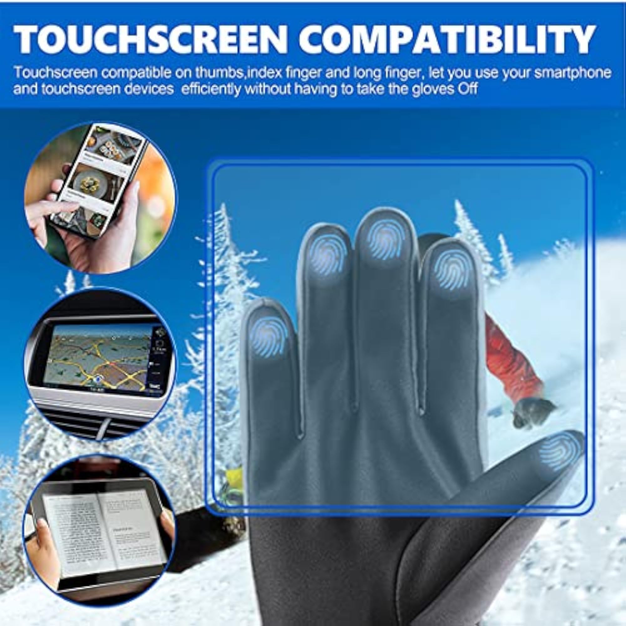 Waterproof Riding Gloves, Anti-Slip Screen Use