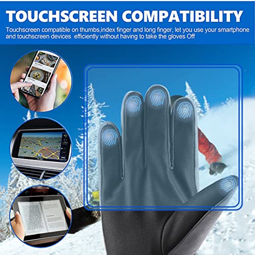 Image of GUSTAVE Grey Winter Gloves for Men,Women & Adult with Warm Riding Gloves Touch Screen Finger Microfiber for Anti Slip Design,Ski,Bike,Gloves,Windproof & Waterproof
