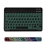 COEZFE Backlit Bluetooth Keyboard (UK Layout), Ultra-Slim Rechargeable Portable Wireless Keyboard with Backlit 7-Colors for iPad/Samsung Tablets/Lenovo Tablets & Other iOS Android Windows Devices