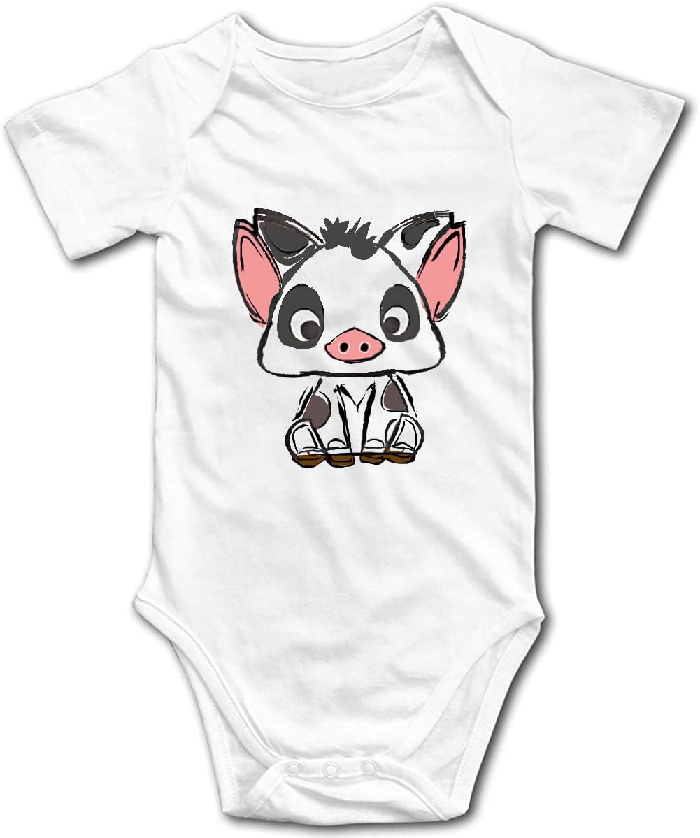 Baby Bodysuit Cute Puaa Pig Jumpsuit Outfits for Boys and Girls, White, 12-18 Months