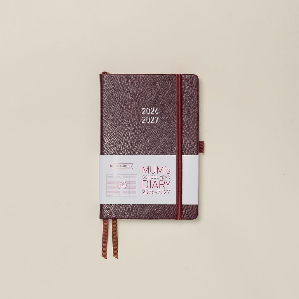Mum's School Year Diary 2026-27 (Chocolate) - Medium sized Academic 2026-27 diary - Aug 2026 to Aug 2027 - Week-To-View with 4 column GRID layout - organise the scheduling chaos of busy family life
