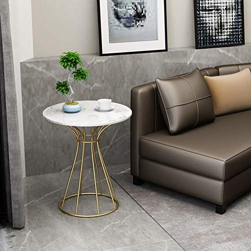 Table d'appoint en marbre or 50x60 cm pour salon et balcon