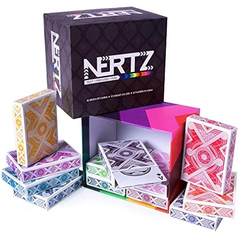 Brybelly Nertz Card Game 12 Decks of Standard 3.5 x 2.5 Wide Poker Cards - Playing Cards 12 Pack for Dutch Blitz Card Game with 12 Unique Colors Cover