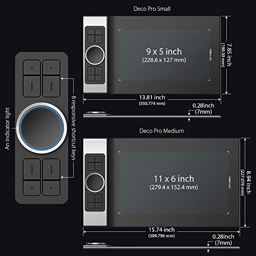 XP-PEN Deco Pro M Mesa Digitalizadora com Inclinação Android Dulpo Dial 11 x 6 Polegadas com 8 Tecla