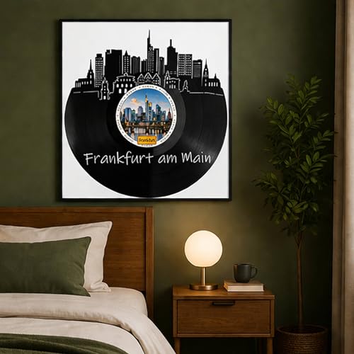 Francfort au Main art mural vinyle encadré 32x32 cm pour bureau
