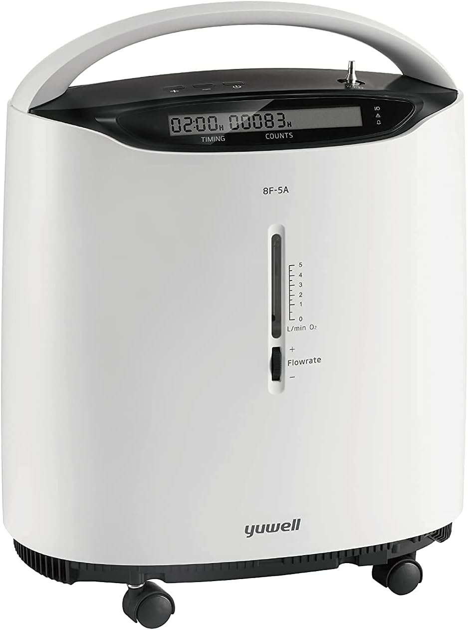 yuwell 8F-5A Portable Oxygen Concentrator Machine (93% Concentration At 5L), White