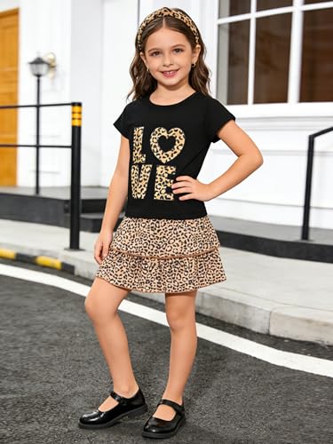 Image of Akyzic Little Girl Skirt Outfit Two Piece Spring Summer Outfit Butterfly Dress Cat Print Skirt Toddler Girl Outfit Set