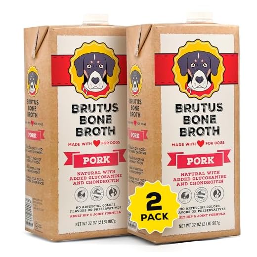 Brutus Bone Broth Liquid for Dogs | All Natural | Made in USA | Glucosamine & Chondroitin for Healthy Joints | Human Grade Ingredients | Hydrating Food Topper, Gravy & Treat (Pork, 2-Pack)