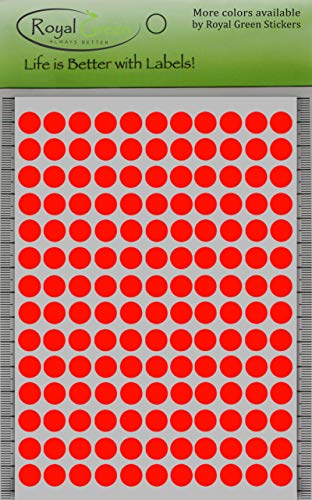 Neon Color Coding Labels 3/8" Round 10 Mm - Dot Stickers - 0.375 Inch Rounds Fluorescent Red Sticker - 2100 Pack #TOP4