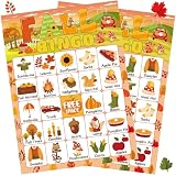 Fall Games for Kids Fall Bingo Harvest Game Fall Party Games with 24 Autumn Players Cards for Fall Festival Adults Activities Supplies Favors Thanksgiving Party Games