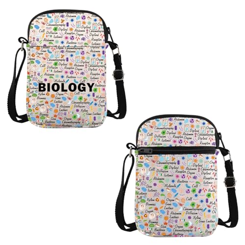 VAMSII Science Lover Gift Biology Words Crossbody Bag Lab Tech Travel Bag Biology Chemistry Teacher Gift Scientist Gift