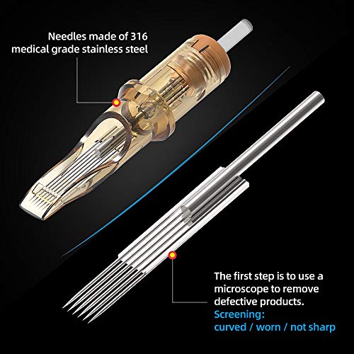 Image of Ambition Premium #12 Standard 13M1 Disposable Tattoo Needles Cartridges Supply 13 Single Stack Magnum 20Pcs for Professionals and Beginners Tattoo Artists
