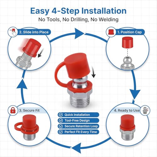 YYMT 175 Stück Schmiernippel Schutzkappen Sortiment, M5 M6 M8 M10 M12 Fettstaubschutzkappen aus Kunststoff mit Aufbewahrungsbox, Universelle Schmiernippelkappen für Auto, Motorrad, LKW und Industrie