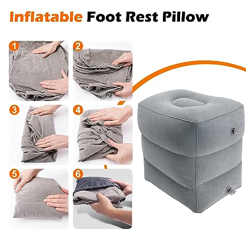 Aufblasbares Fußstützen kissen für Reisen, Reise Fußstütze Kissen höhenverstellbar Flugzeug-Reisekissen, zum Schlafen auf Reisen, geeignet für Büro, Zuhause und jede Reise