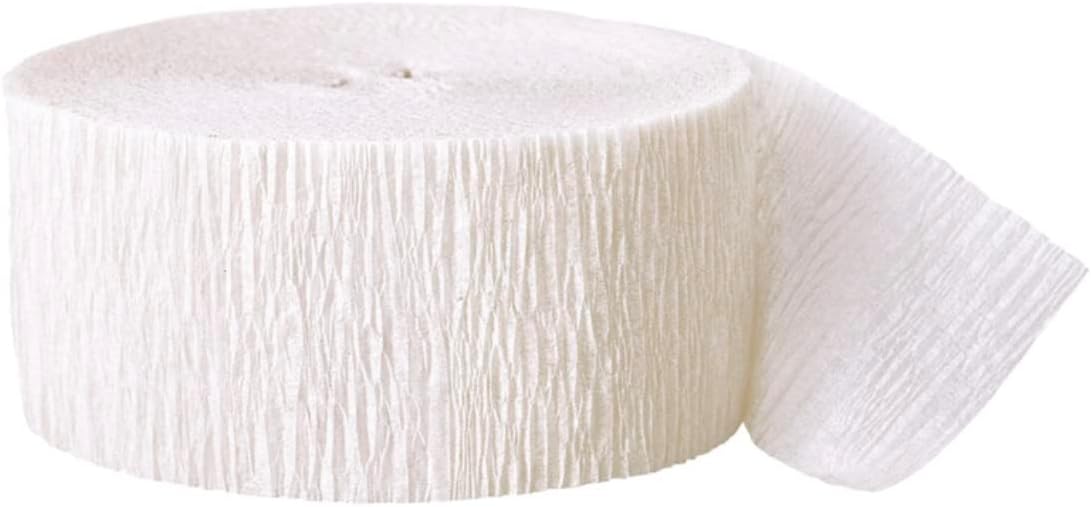 Premium White Crepe Paper Streamer - 81 ft (1 Pc) - Perfect for Birthdays, Weddings, and Events
