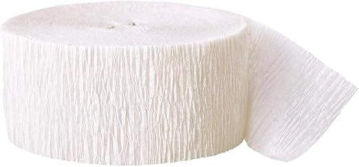 Premium White Crepe Paper Streamer - 81 ft (1 Pc) - Perfect for Birthdays, Weddings, and Events