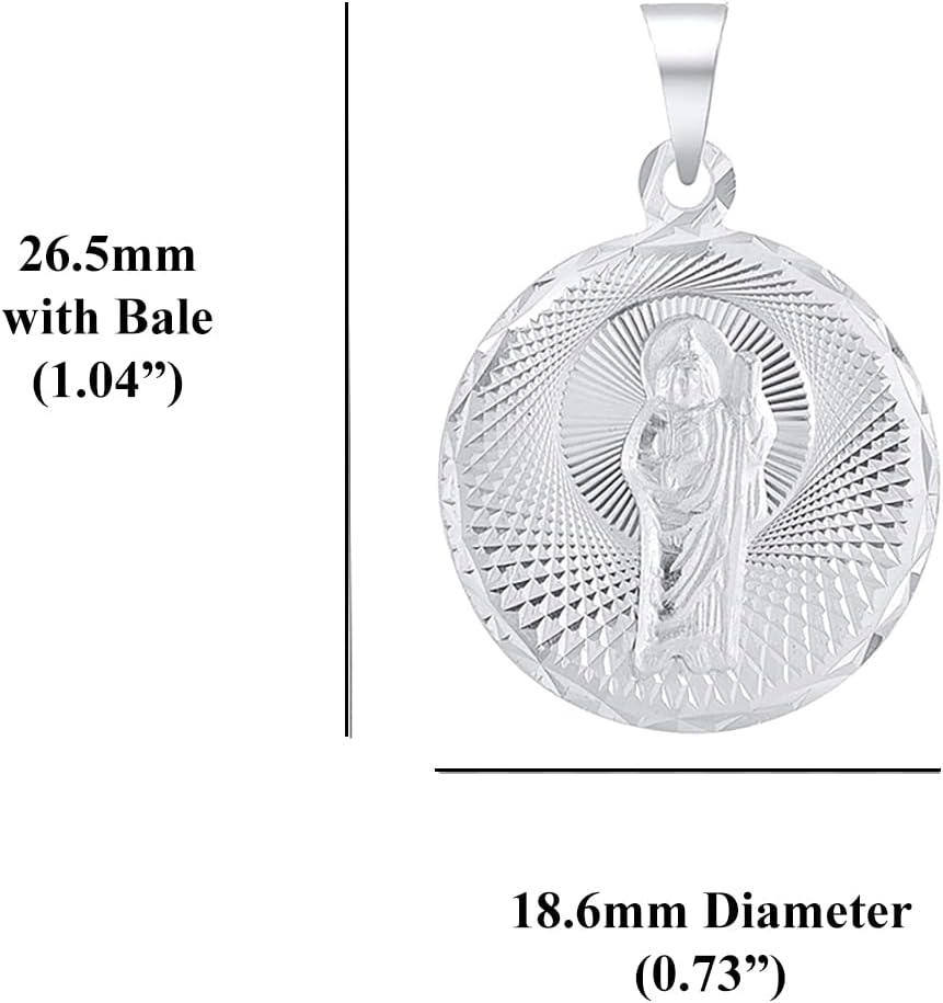 Jewelry by Debbie 925 Sterling Silver Saint Jude Thaddeus Diamond-Cut 18.6mm Round Pendant Charm Nickel Free